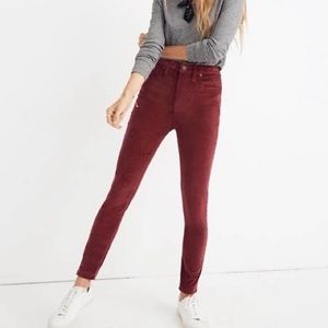 Madewell Red Velvet 10" High Rise Skinny Jeans